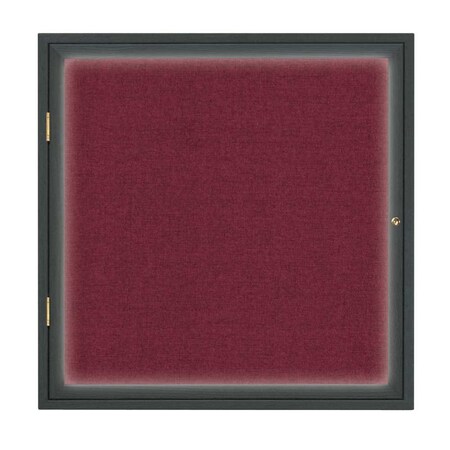 United Visual Products Single Door Slim Enclosed Radius EZ Tack Board, 42"x32", Gold/Green UVRDS42EZ-GREEN-GOLD